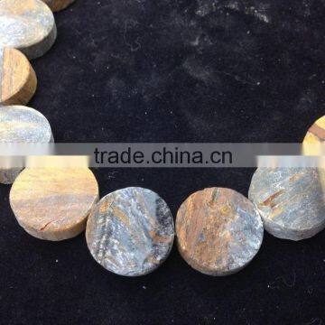 NO PS!!Wholesale Rough Tigereye Flat Coin Semi Precious Beads For Jewellery