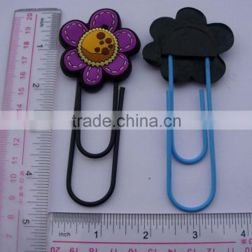 Supplier fashion embossed mini eiffel tower and flower pvc triangle paper clip for promotion and souvenir