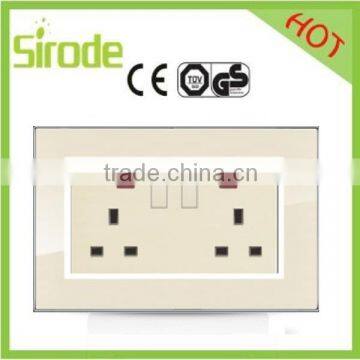 Acrylic glass type electrical 13A double switch socket with neon