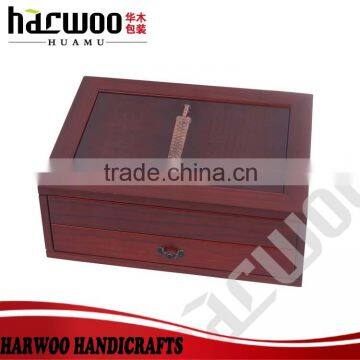 vintage matte finished wooden storage box with drawer,fashion wooden jewelry case,top grade wooden storage case