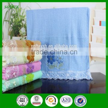 china manufacturer 100% cotton fashion solid color lace bath towel set