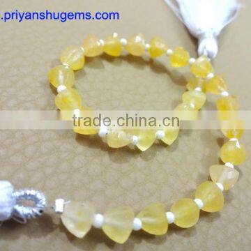 Yellow Aventurine Faceted 6*6 mm 33 cts Trillion straight drilled 6 inches strand length natural loos gemstones