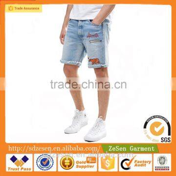 OEM Service Embroidered Design Light Wash Denim Jeans Shorts Short Trousers For Men Wholesale