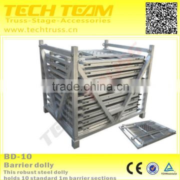 BD-10 barrier dolly for holding barriers, Surface finish with cold galvanizing