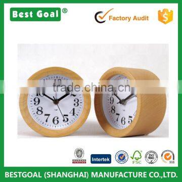 Decorative Table Desk Wooden Alarm Clock Circular Silent Digital Table clock                        
                                                Quality Choice