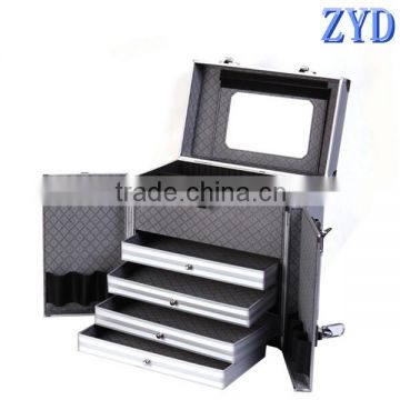 Silver aluminum makeup train case, hair stylist dressing tool case (ZYD-HZ8602)