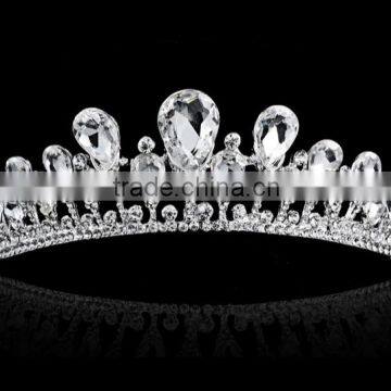 European Pageant Tiara with big rhinestone shining tiara lady Crown