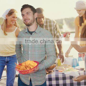 Hot Sale Custom Cheap Plastic Deli Serving Basket Red Restaurant Diner Serveware Red Oval Dinner Baskets Fast Food Baskets
