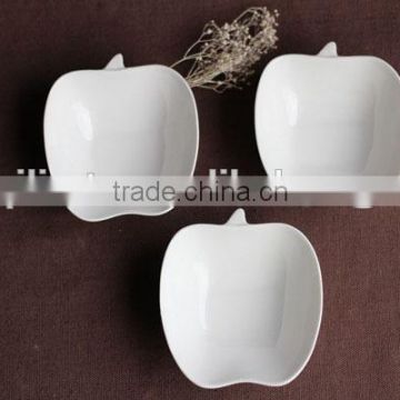 wholesale white porcelain apple shaped dish plate