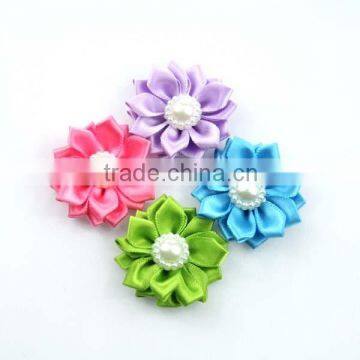 Satin ribbon flowers rhinestone