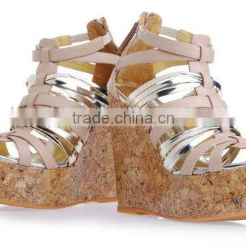 Women models brown wedged designers girls Roman wedged sandals