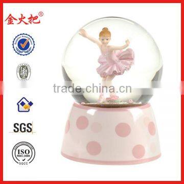 Polyresin pink ballet dancing girl water ball for home decor