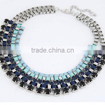 Latest American and European Fashion Exquisite Resin Oval Alloy 925 sterling silver statement necklace in Stock