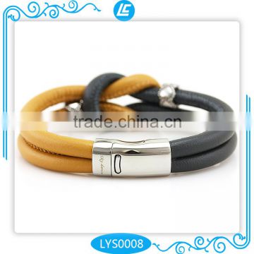 hot mixed color genuine sheepskin leather bracelet with free charge printing