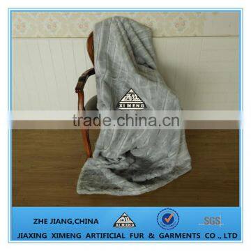 Silver Gray Striated Heavy Faux Fur Blanket for Sofa and Bed