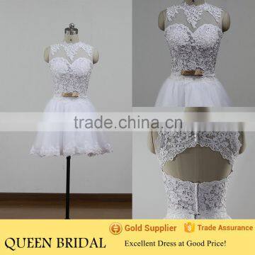 Real Works Lace High Collar Wedding Dresses Removable Skirt Turkey 2016 Quality Choice