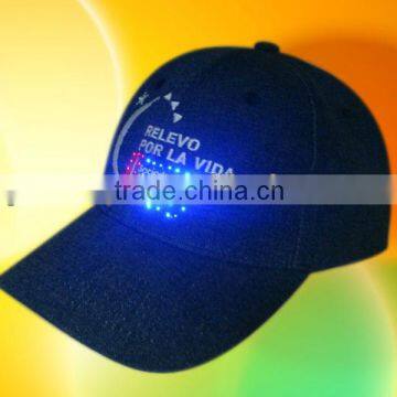 blue baseball cap with led LOGO on front