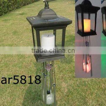 LED color changing with yellow candle solar windbell light