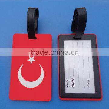 cheap wholesale Turkey flag engraved 2D pvc luggage tag