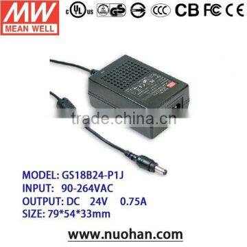 Meanwell 15~18W AC-DC Single Output Desktop 24v switch power supply/power supply cord with switch