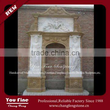 Mixed Color Natural Stone Statue Carving Marble Door Surround For Sale