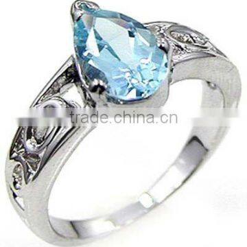 Dazzling ! Blue Toaz Ring & .925 Sterling Silver Ring Jewelry Wholesale Silver Jewelry