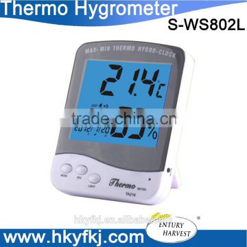 Max/min digital thermometer hygrometer with backlight (S-WS802L)