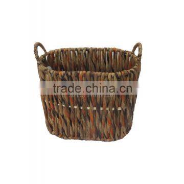 Round water hyacinth laundry baskets with handles, natural color, eco-friendly material with good price