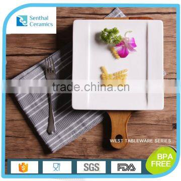 Customized white cheap ceramic dinner square plate for home and hotel