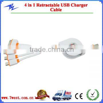 Retractable 4 in 1 Multifunctional Universal USB Charger Cable for moibile,Custom Logo USB Charger Cable