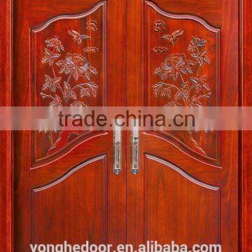 Double interior swing solid wood door YHA-1109