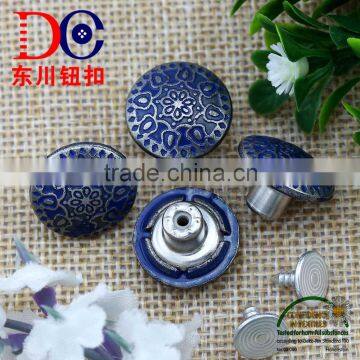 Fashion design custom round zinc alloy metal jeans button for jean garment