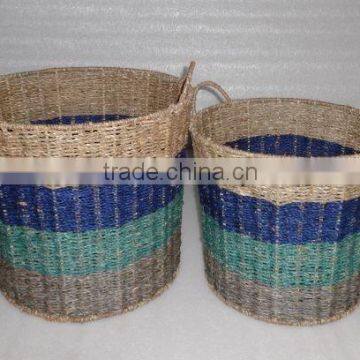 Seagrass basket with handle For Storage and Home Decoration