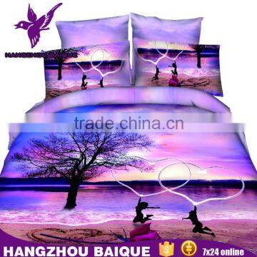 Two Hearts Design Cotton Bedding Sets Duvet Cover Lovers 3D Print Bed Sheets