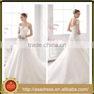 A33 Zuhair Murad Sweetheart Bridal Wedding Dress A Line Lace Applique White Lace Dress One Shoulder