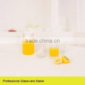 simple design 5pcs glass juice jar with handle and lid