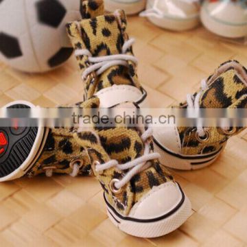 Fashion Pet Dog Puppy Leopard Print Shoes Boots Canvas Non-slip 5 Size