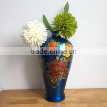 2016 new fashion short mouth porcelain blue vase