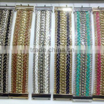 Fashion leather twist braid chain bracelet bangle for girl