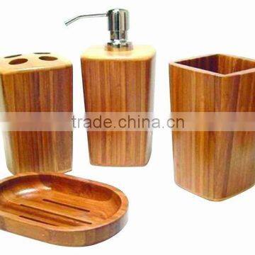 4pcs Bamboo Bathroom Accessories Sanitary Ware Set