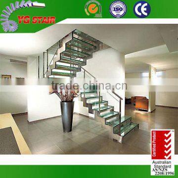 Indoor loft glass step staircase