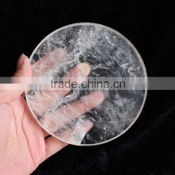 natural rock clear quartz stone crystal round slab