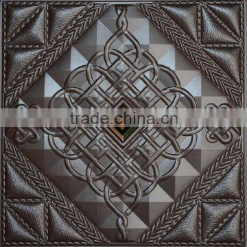 400 * 400mm 3d leather carving wall panel/leather panel soft bag