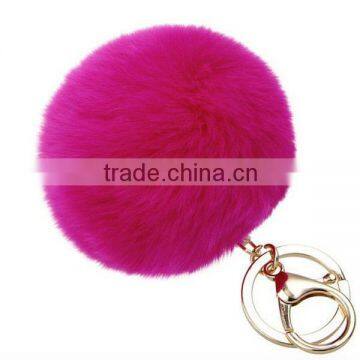 Genuine animal fur ball fur pom poms keychain