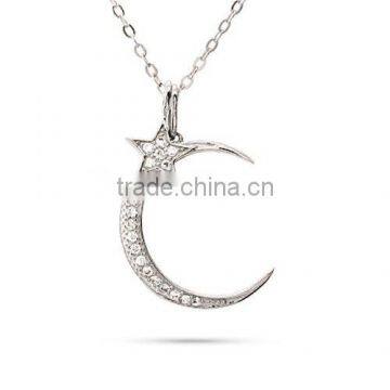 Chrismas Gift 925 Sterling Silver Moon And Star Necklace