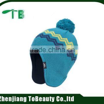 2016 popular earflap pompom hat