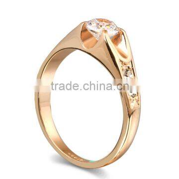 Simple Design Single White Zircon Main Stone CZ Diamond Rose Gold Plated Ring Many Size Available Engagement Ring For Women