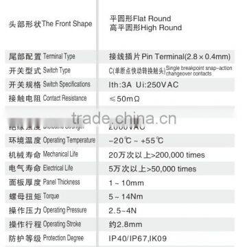 16mm Latching Water Proof Mental Push Button Switch With Led photo-4