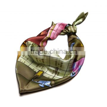 digital printed 100% silk lady scarf latest design