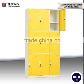Popular Colorful Steel Locker 9 Door Yellow Key Lock Wardrobe Cabinet Steel Locker Furniture for Clothing Store photo-6